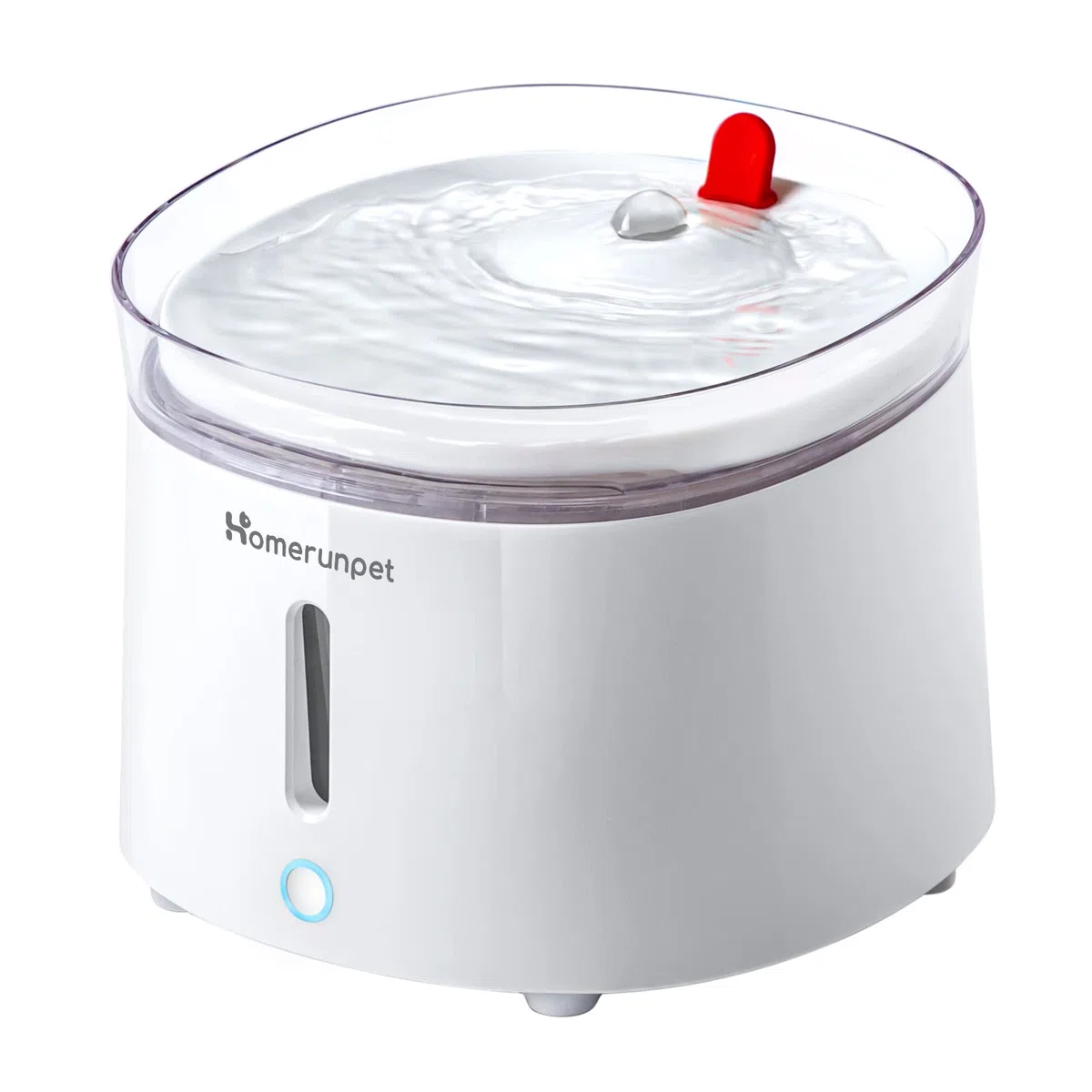 Homerunpet Fuente de Agua para Gatos y Perros con Bandeja de Porcelana y Bomba Autolimpiante Inalámbrica, Ultra Silenciosa, Fácil de Limpiar y Montar, Luz LED Inteligente, 2L