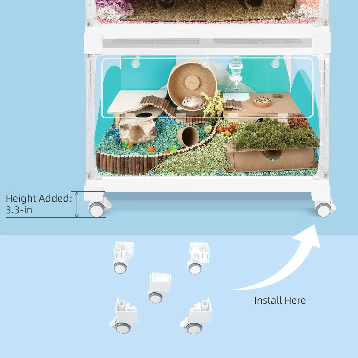 Niteangel Accesorios para jaula de hámster apilador – ruedas de jaula apiladora para ratones jerbos de hámster degu u u otras mascotas de tamaño pequeño (ruedas de jaula apiladora (para una jaula))