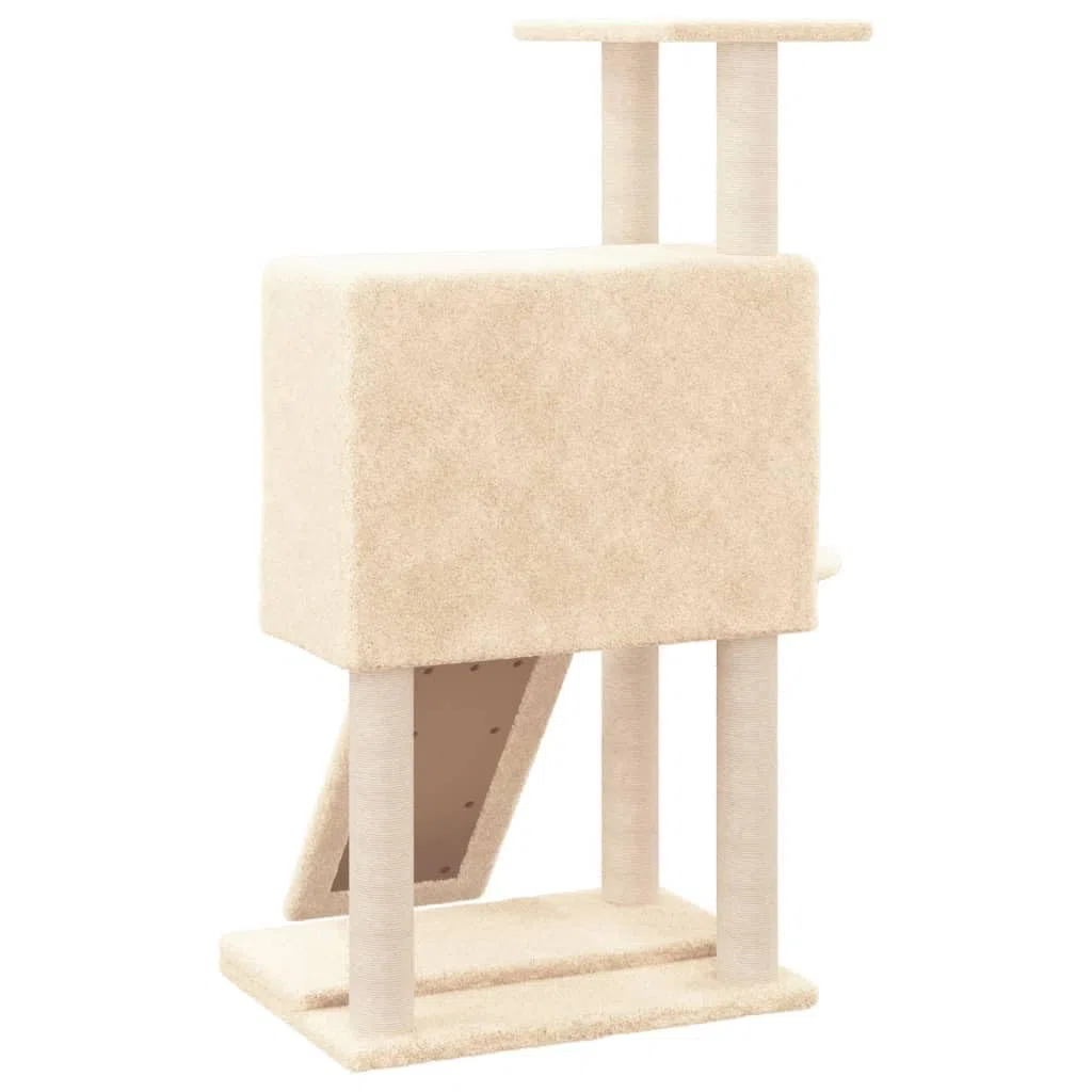 Rascador para Gatos con Postes de sisal, ShGaxin Rascador Gato, Arbol Rascador para Gatos, Gatos Accesorios, Torre Gatos, Arranhador para Gatos, Casa para Gatos, Crema 96 cm