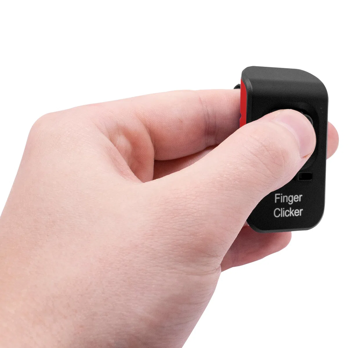 Educator Clicker de Dedo de Entrenamiento para Perros con Sonido Audible para Refuerzo Positivo, Comportamiento y obediencia Entrenador de Mascotas, Rojo | 4 niveles de sonido ajustables, correa de velcro para el dedo, clicker manual para entrenamiento de