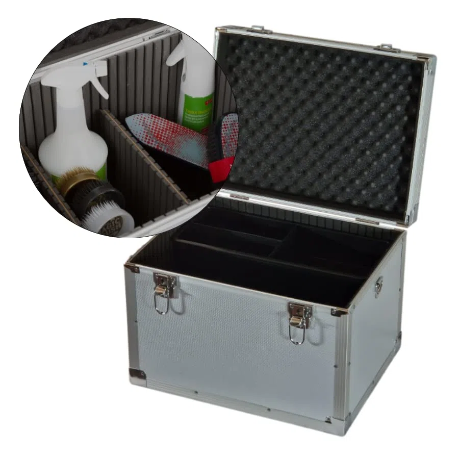 Caja de aseo para llevar todo el caso de aluminio Pony Riding Horse Tack contenedor de almacenamiento ecuestre veterinario mascota perro peluquero