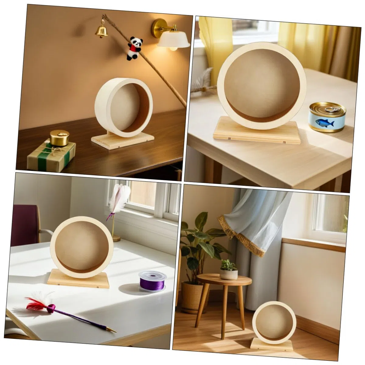 Mobestech 2 Piezas Rueda para Hámster de Madera con Superficie de Corcho y Silenciosa Ruedas Resistentes para Ejercicio de Cobayas Chinchillas y Pequeños Roedores
