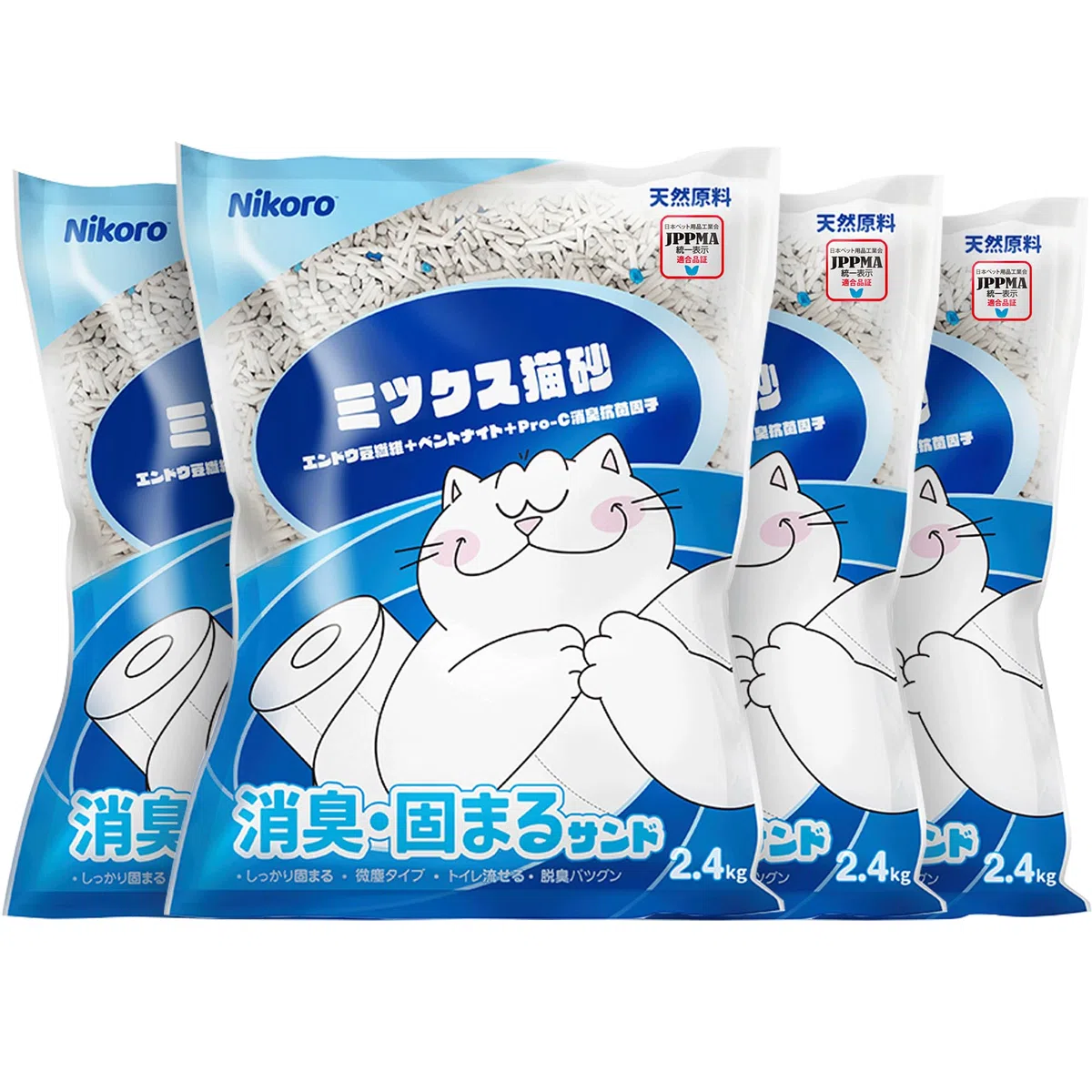 NIKORO Arena mixta para gatos, arena para gatos fuerte aglutinante, control de olores y sin perfume, ultra absorbente, desechable, bentonita, tofu, sin polvo, sin olor, 21 libras (5.29 libras x 4