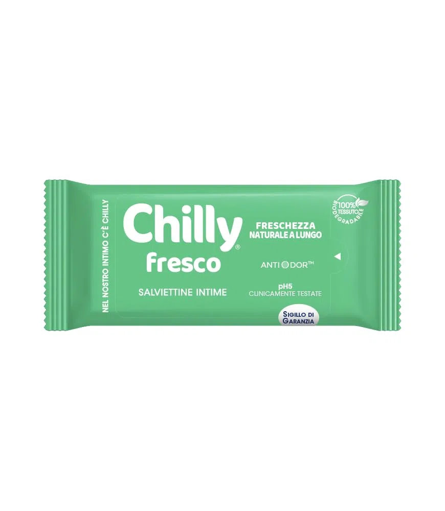 Chilly Toallitas de higiene íntima frescas – frescor natural duradero – con mentol natural – Cada paquete contiene 12 toallitas + llavero Beni Culinari gratis