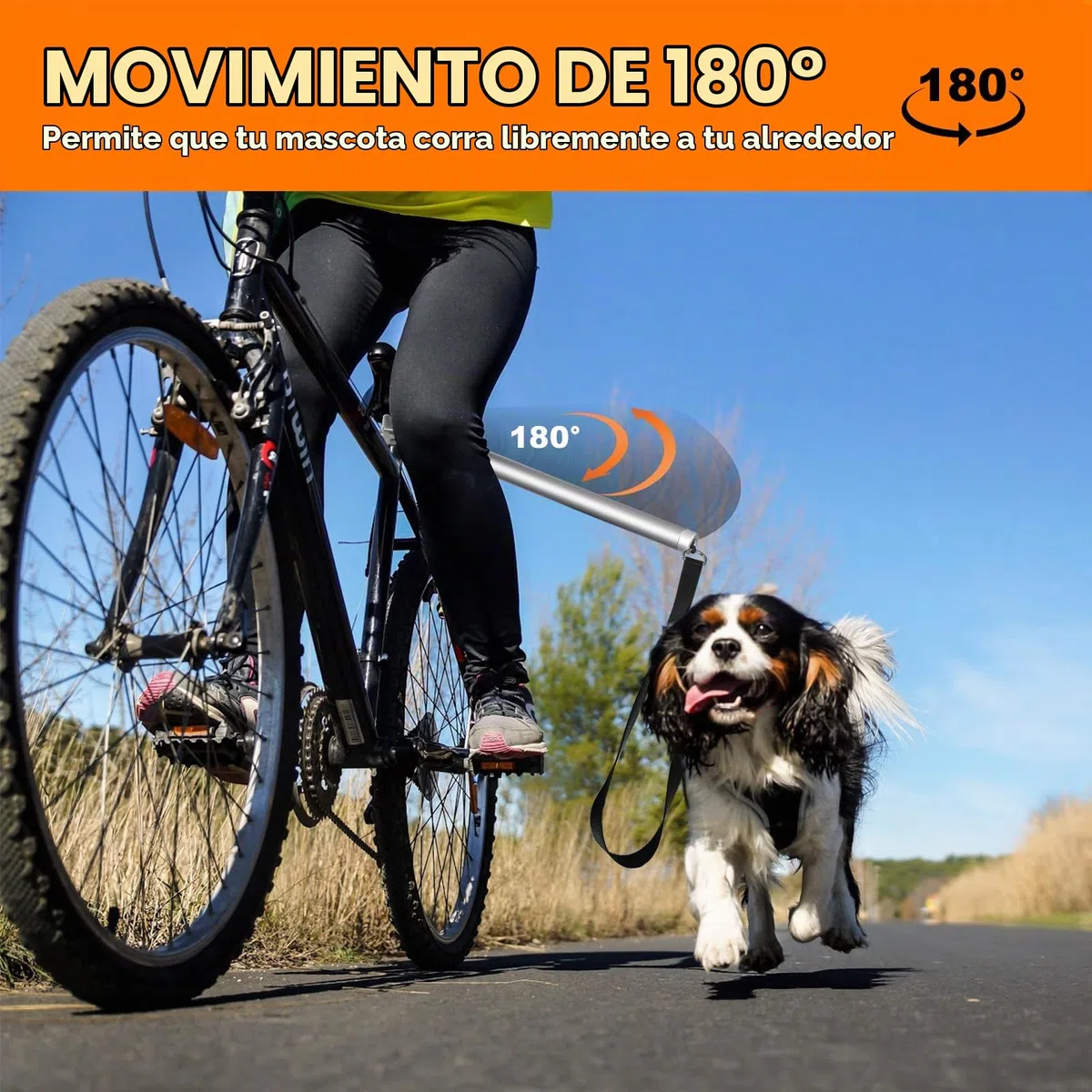 Correa para Perros Bicicleta - Correa Perro Bicicleta Se Puede Girar 180°, Fuerte Absorción de Impactos | Ajustable | Extraíble/Entrenamiento Jogging/Montar en Bicicleta