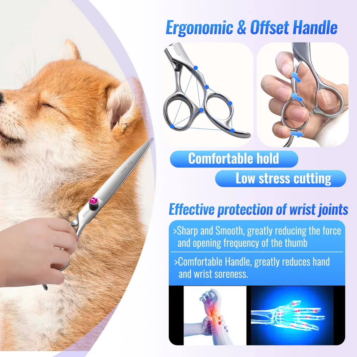 Tijeras rectas de aseo para perros de 7.0 pulgadas, tijeras profesionales para el aseo para mascotas, gatos, japonesas 440C, tijeras para perros pequeños, súper afiladas (7.0 pulgadas, recto)