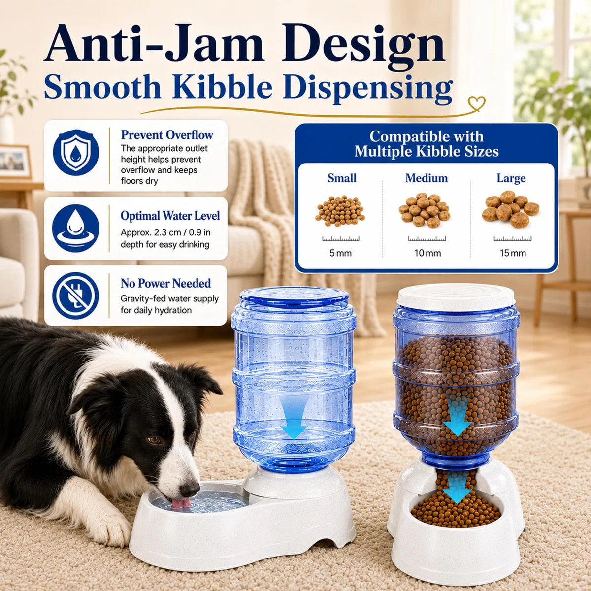 Juego de comedero automático para perros y dispensador de agua para perros grandes, juego de dispensador de comida y agua de 3 galones con cuenco de comida para mascotas, estación dispensadora de agua