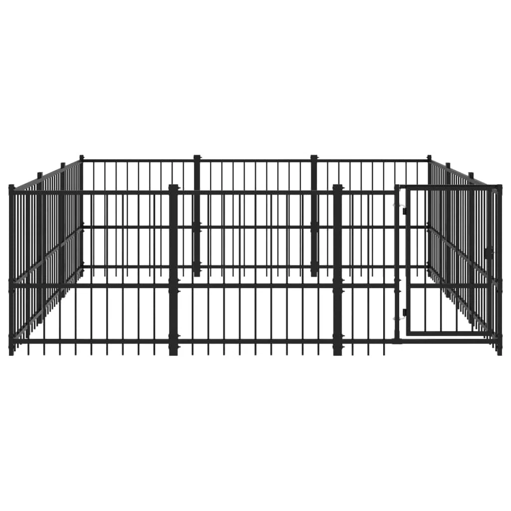 Perrera para perros exterior de acero con recubrimiento en polvo, 8,47 m², para jardín, con puerta giratoria para cachorros, caseta para perros, recinto de seguridad y protección