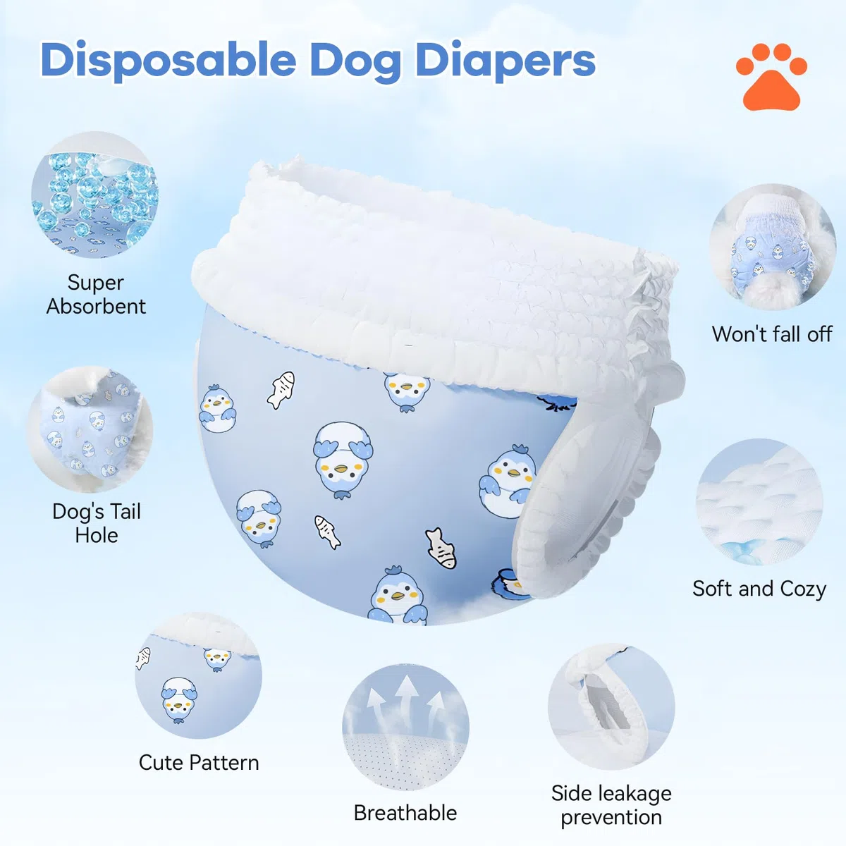 Pañales desechables para perros, pañales absorbentes y suaves para perritos, para perras, con pañales ajustables para cachorros en el período de celo, micción excitable (M 10)