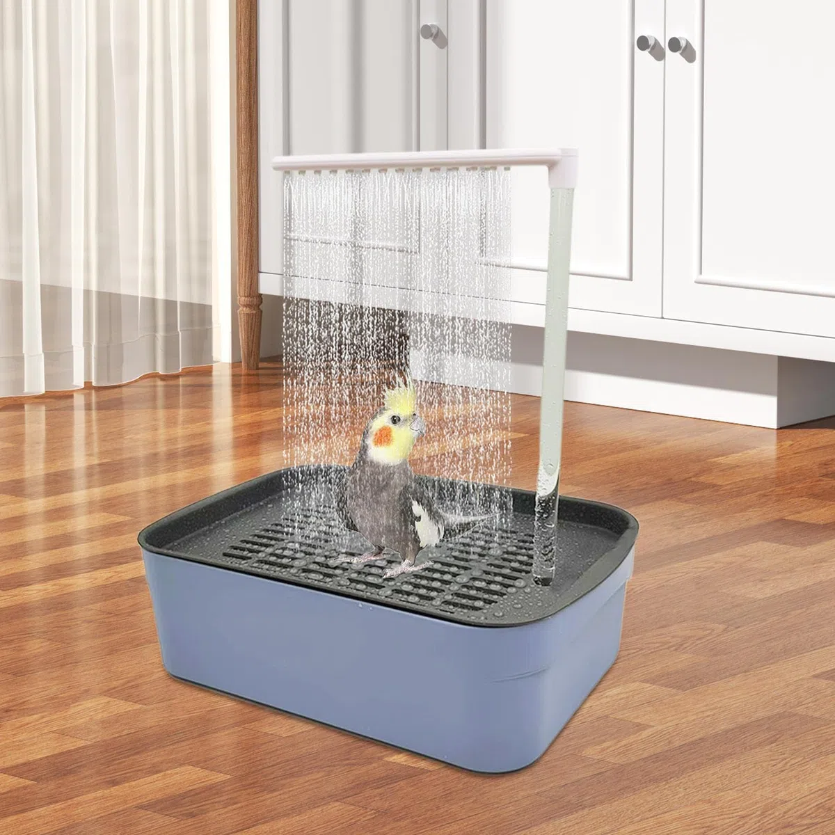 Bañera Automática para Aves Ducha De Baño Para Loros Con Fuente | Tina Eléctrica USB Para Aseo De Mascotas Pequeñas Y Medianas: Periquitos, Grises Africanos, Agapornis Y Cacatúas
