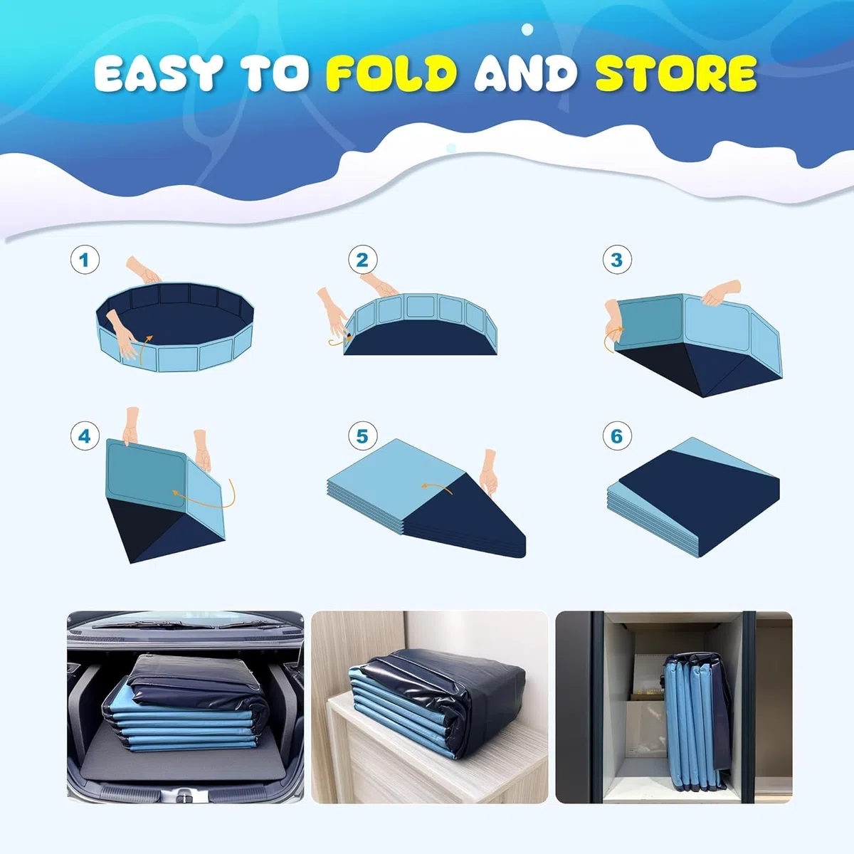 Piscina Perros Grandes - Bañera Piscina para Perros y Piscinas Desmontables con Superficie Antideslizante (160x30cm) | Piscina Plegable Perros pequeños de PVC Espesado