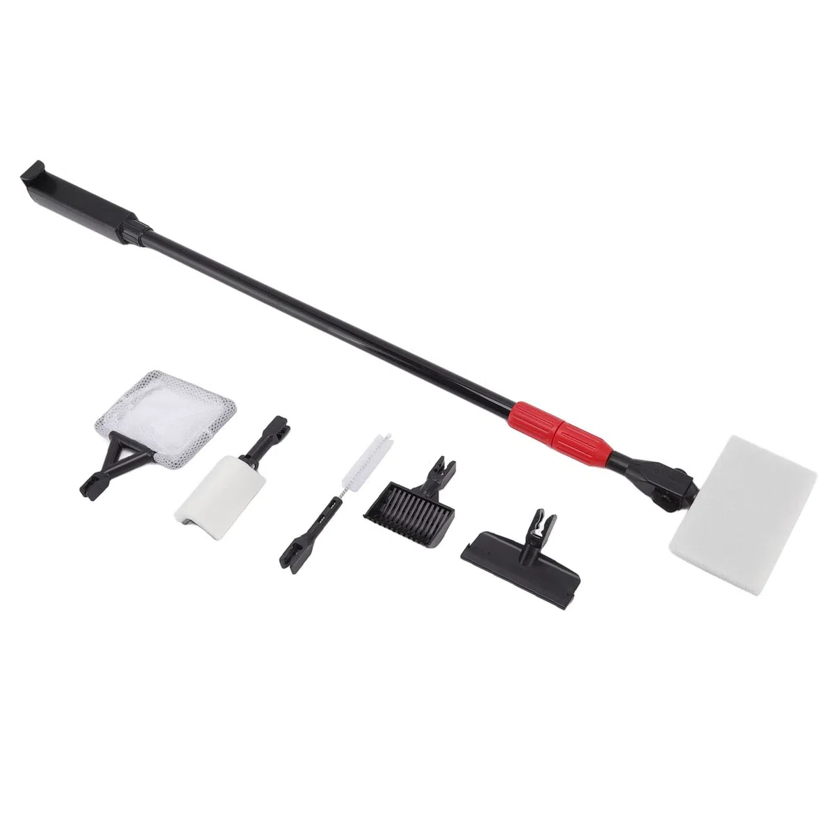Pongnas Herramientas de Limpieza del Acuario, Kit de Limpieza del Acuario de Cleaner de Vidrio Ajustable Manejo Largo de Cepillo de Pescado Juego de 6 en 1 Caja de Pescado Kit de Agua de Agua Salada