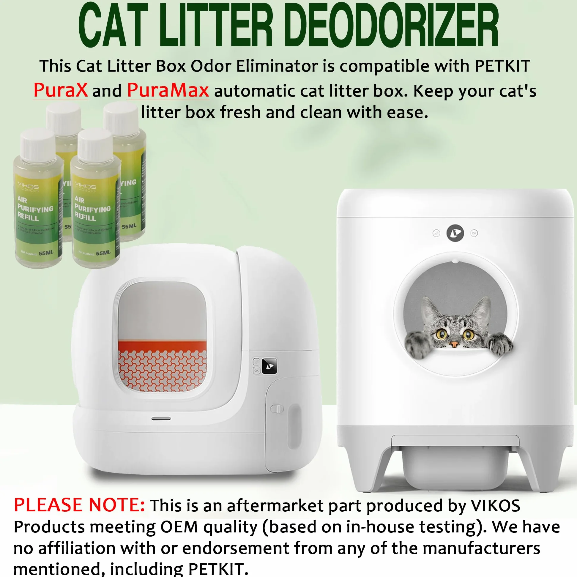 Desodorante de arena para gatos PETKIT PuraX PuraMax autolimpiante para caja de arena para gatos, eliminador de olores para eliminar olores fuertes, caja de arena, desodorizante