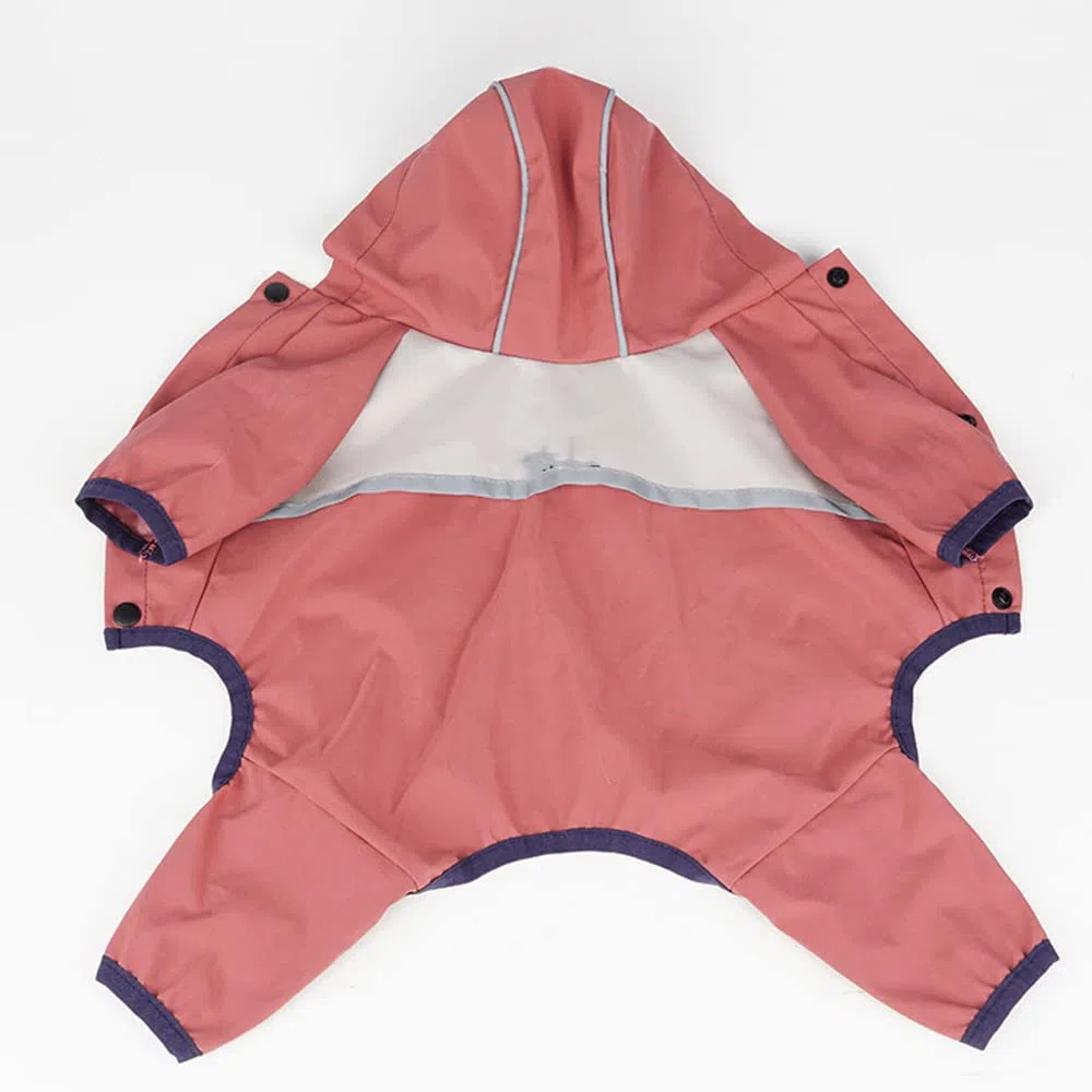 Chubasquero para Perros, Chubasqueros Impermeables for Perros pequeños y medianos con Capucha, diseño de Cuatro Patas Correa Reflectante, Chaqueta Ligera(Red,S)