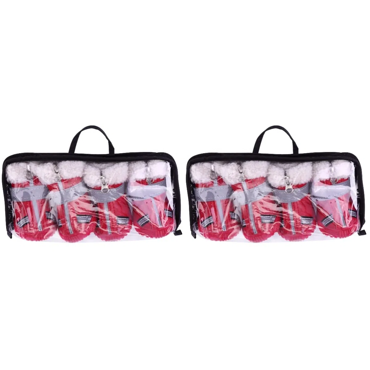 Mipcase 8 Botines Protectores Encantadores Antideslizantes de Goma Antigrandes Y Cálidos con Pequeños Zapatos Rojos Botas-Cubiertas Gruesas Pata Antideslizante Antideslizante
