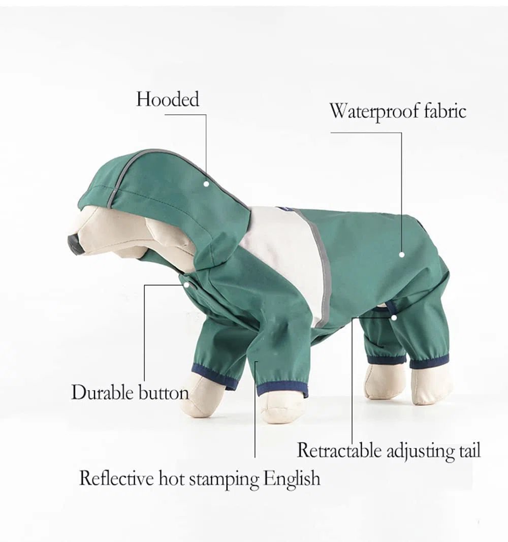 Chubasquero para Perros, Chubasqueros Impermeables for Perros pequeños y medianos con Capucha, diseño de Cuatro Patas Correa Reflectante, Chaqueta Ligera(Red,S)