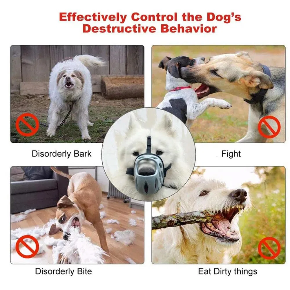 NOLLAM Bozal para Perros Bozales De Cesta Transpirables para Perros Pequeños Medianos Grandes Máscara Anti Morder Ladridos Masticar Productos De Entrenamiento para Mascotas-Gris-6