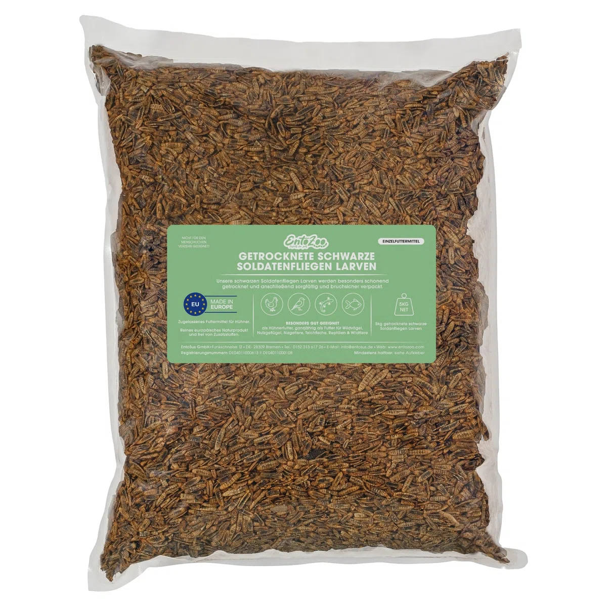 Larvas secas de moscas negras de soldado - Comida para insectos para pájaros, pollos, erizos, reptiles y peces | Secada similar a los gusanos de la harina | Comida para pollos, comida para
