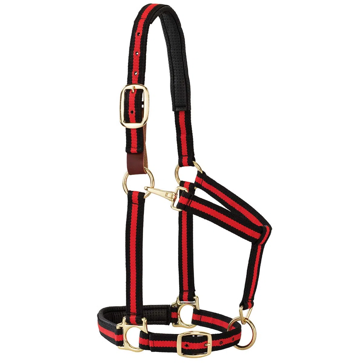 Weaver Leather Cabestro Acolchado Ajustable para Barbilla y Garganta, 1 Pulgada de Tiro Promedio de Caballo o año, Rayas Rojas