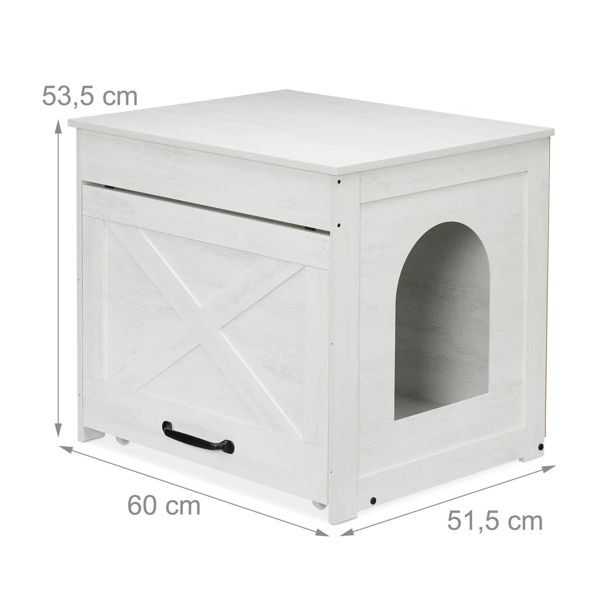 Relaxdays Mueble Arenero de Gato, para Esconder el Aseo Felinos, Cajón Extraíble, 53,5 x 60 x 51,5 cm, Blanco/Gris