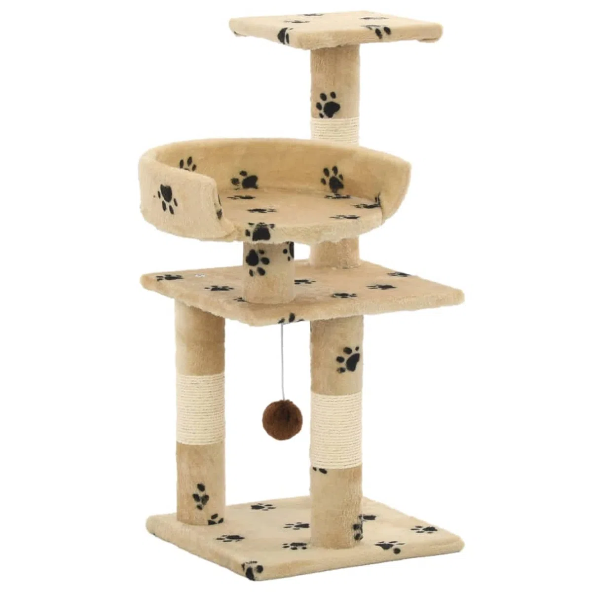 Rascador para Gatos Poste de sisal, Chusui Rascador Gato, Arbol Rascador para Gatos, Gatos Accesorios, Torre Gatos, Arranhador para Gatos, Casa para Gatos, 65 cm Huellas Beige