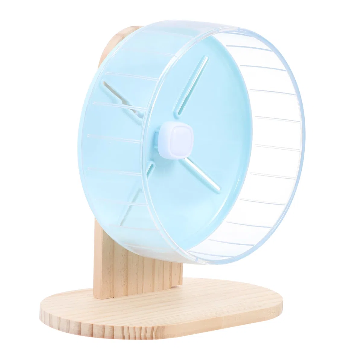 ibasenice Rueda Silenciosa para Hámster con Soporte de Madera Accesorio de Plástico para Pequeños Roedores Ejercicio para Mascotas Pequeñas como y Erizos Diseño Duradero y Transparente