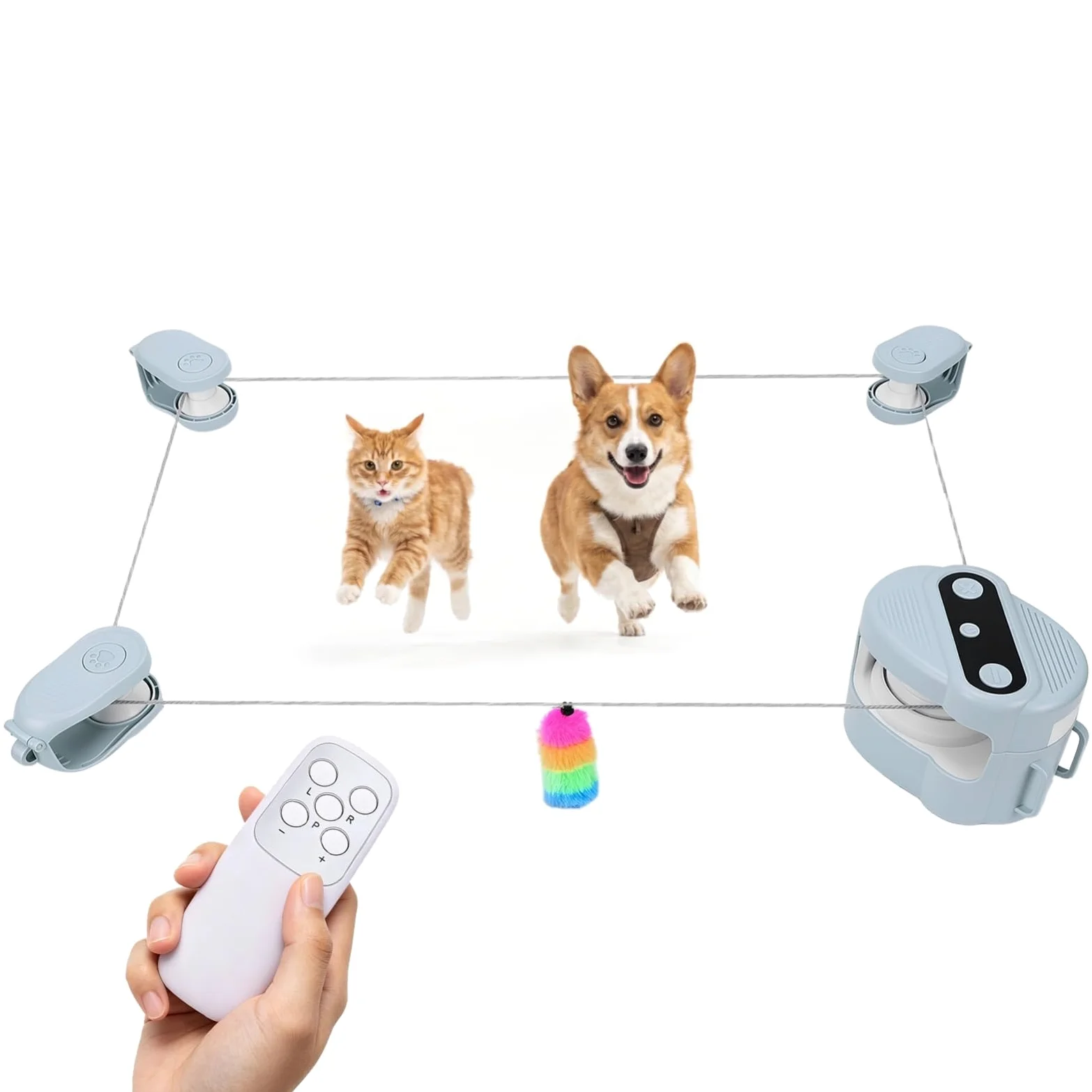 VINGVO Juguete interactivo para gatos, cinta de correr para gatos, juguete eléctrico con mando a distancia (azul claro)