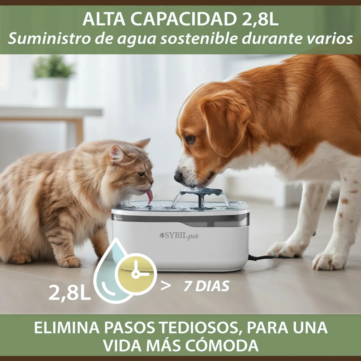 Fuente Agua Gatos 2,8L – Bebedero Automático Silencioso con Filtro de Carbón Activo, Fuente para Gatos y Perros Pequeños, Fácil de Limpiar, Bajo Consumo