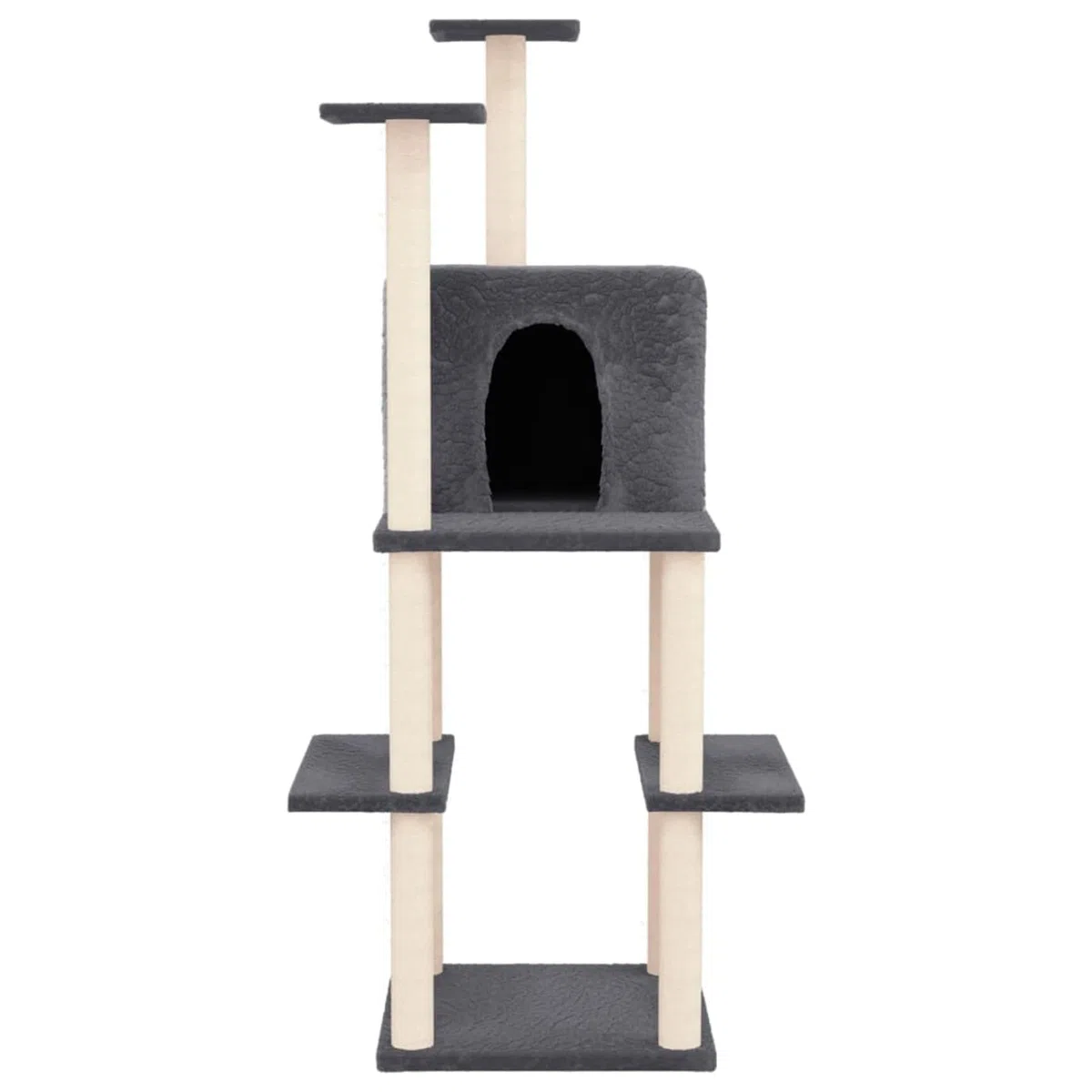 ShGaxin Rascador para Gatos con Postes de sisal, Rascador Gato, Arbol Rascador para Gatos, Gatos Accesorios, Torre Gatos, Arranhador para Gatos, Casa para Gatos, Gris Oscuro 144,5 cm