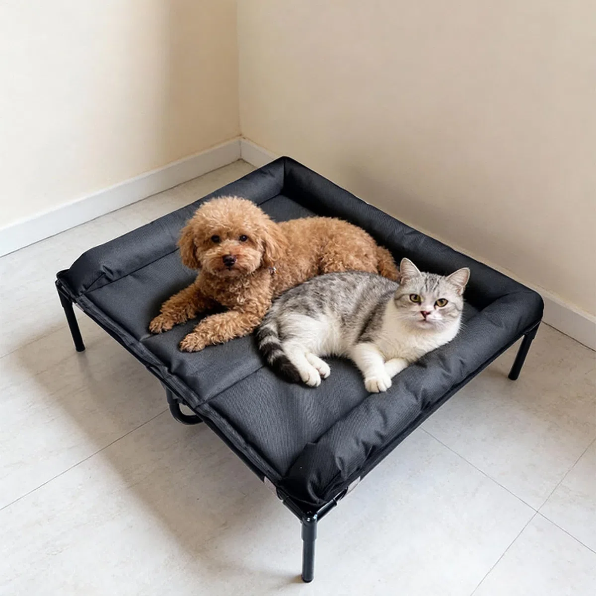 Genérico Camas Elevadas para Perros,Colchoneta Impermeable Portátil - Cama Cuna para Perros Portátil De Oxford con Cojín Desmontable,para Mascotas Cachorros Viaje Camping Interior Exterior