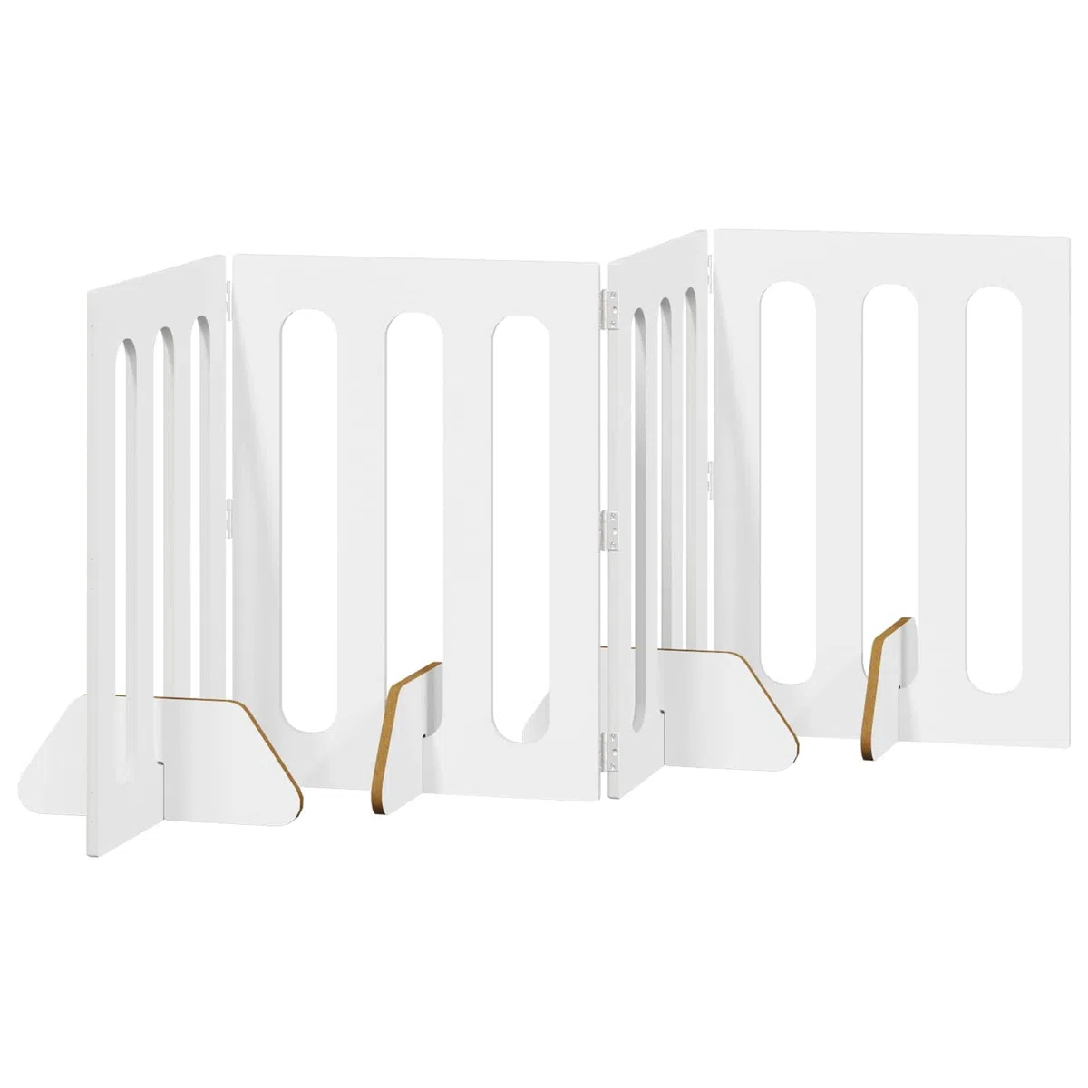 Valla plegable para mascotas de madera, color blanco, 201 x 38 x 70 cm, 4 piezas con paneles plegables flexibles para interiores, plegable, protección segura, ideal para perros, cachorros