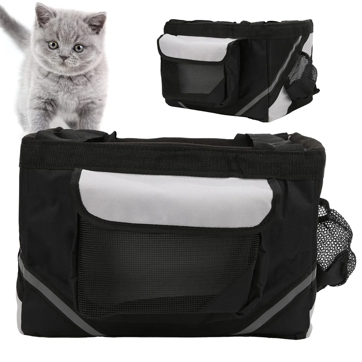 Cesta Delantera Desmontable para Bicicleta, Bolsa de Transporte para Mascotas, Tela Oxford, 38x28x25cm, Impermeable, Liberación Rápida