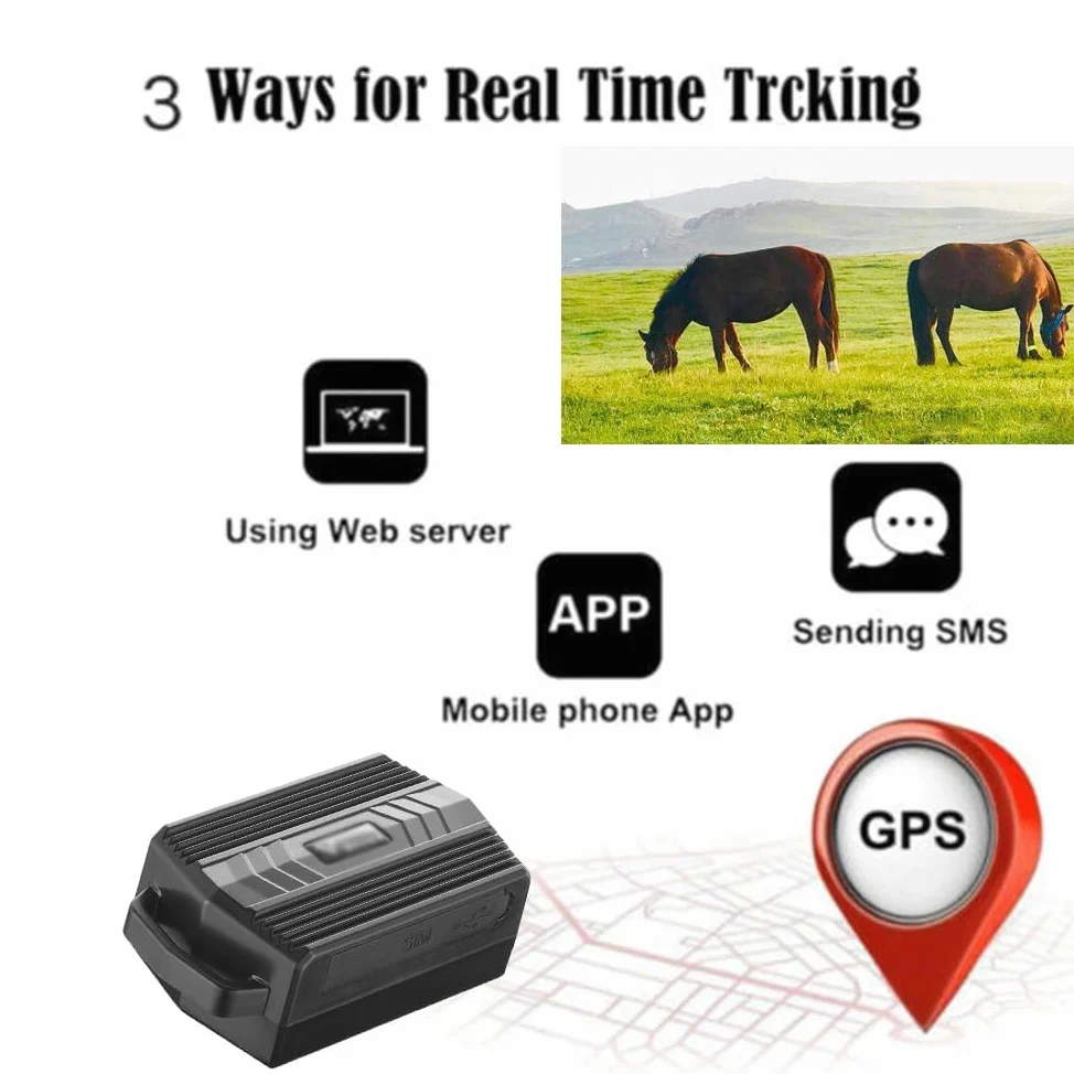 Localizador GPS para animales, rastreador antirrobo en tiempo real con monitoreo de latitud y longitud, alertas de velocidad, para ganado, ovejas y caballos