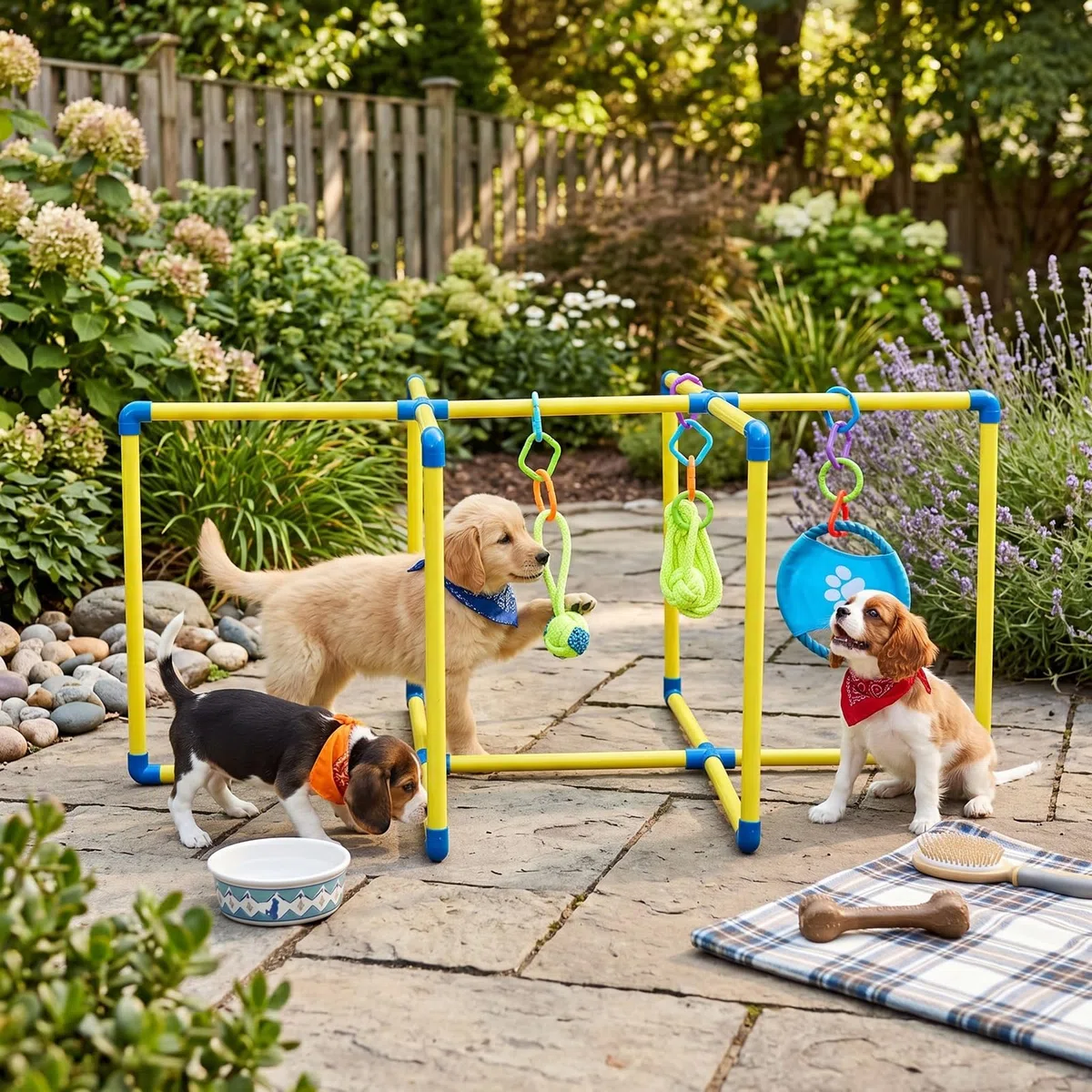 Gimnasio de Juegos para Perros, Centro de Actividades de Entrenamiento Interior Interactivo con Juguetes Colgantes para Perros Pequeños