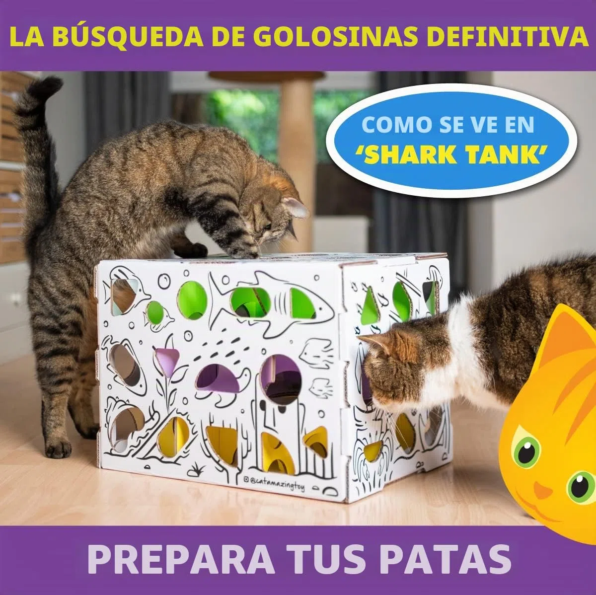 Cat Amazing Mega - Caja de Rompecabezas para Gatos - Laberinto Interactivo de golosinas - Comedero para Gatos - Caja de golosinas para Gatos de Interior - Juguete de enriquecimiento de Alimentos - El