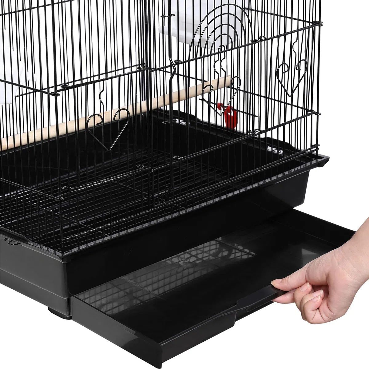 Yaheetech Jaula para Pájaros con Teche Abierto Jaula Aves Metal 46 x 35 x 104,5 cm Negro