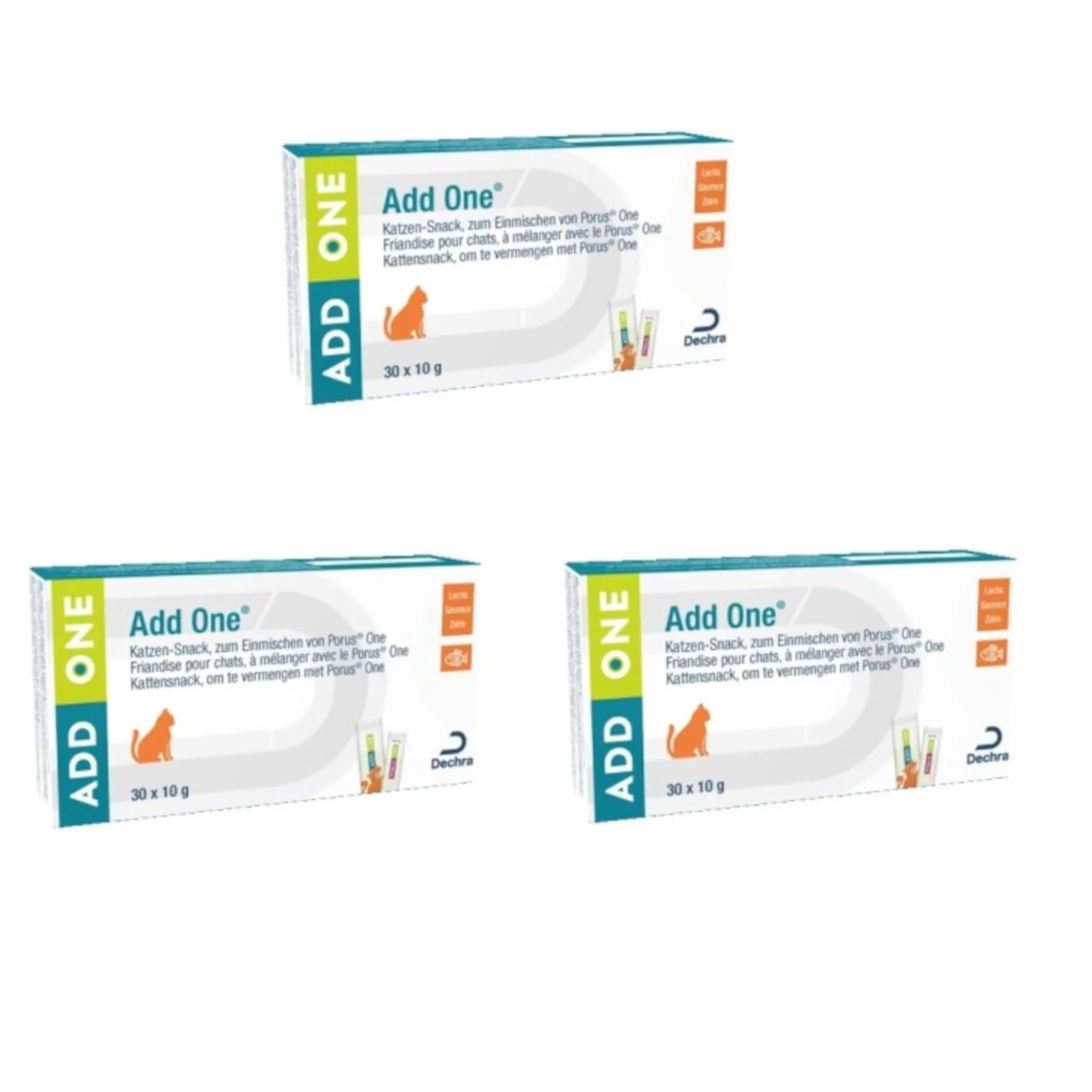 Porus Add One | Sabor Crema de Salmón | Paquete Triple | 3 x 30 x 10 g | Complemento Alimenticio para Gatos | Delicioso Snack para Mezclar One