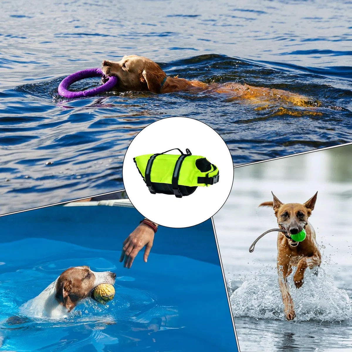 Chalecos salvavidas para perros para nadar con asas de rescate ajustables