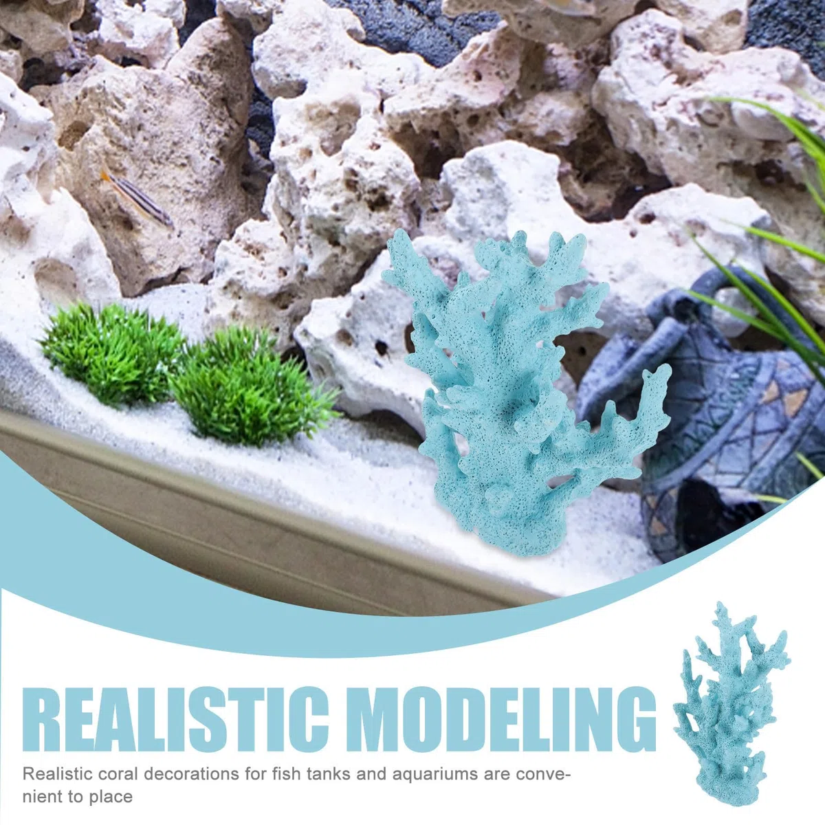Toyvian Adorno de Coral Azul de Resina para Decoración de Acuario, Resistente Abrasión, Adecuado para Peces y Accesorios de Peceras