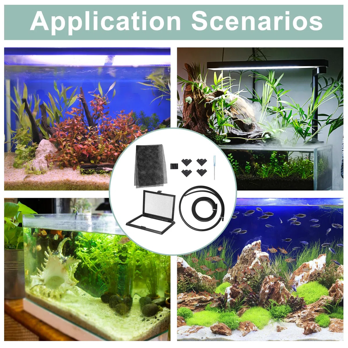 Abaodam Tapa Magnética Que Previene Polvo y Residuos para Acuario Fácil Instalación con Ventana de Alimentación, Material PVC y Goma Adecuado para Acuáticas y en