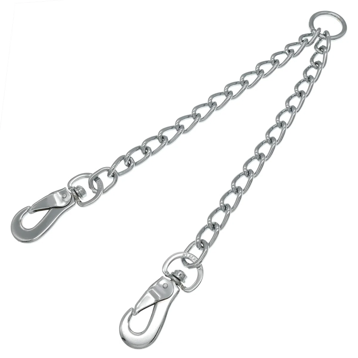 Herm Sprenger Cadena acopladora de dos correas de perro de acero cromado de 4 mm con gancho giratorio para perros medianos y grandes, sin enredos, accesorio de correa doble resistente fabricado en