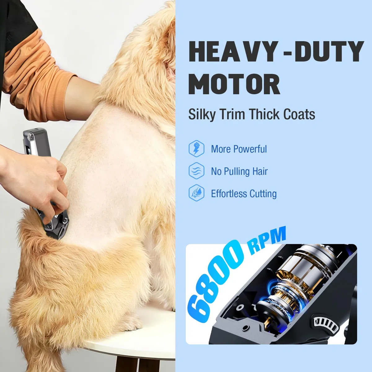 Máquina de cortar pelo para perros, kit de peluquería canina inalámbrico y recargable de bajo ruido con peines metálicos y cuchillas de recambio