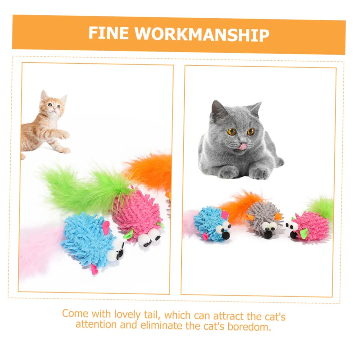Happyyami 15piezas Juguetes para Gatos Ratones De Peluche Interactivos Juguetes para Masticar Kittens Accesorios Divertidos para Aliviar El Aburrimiento De Mascotas