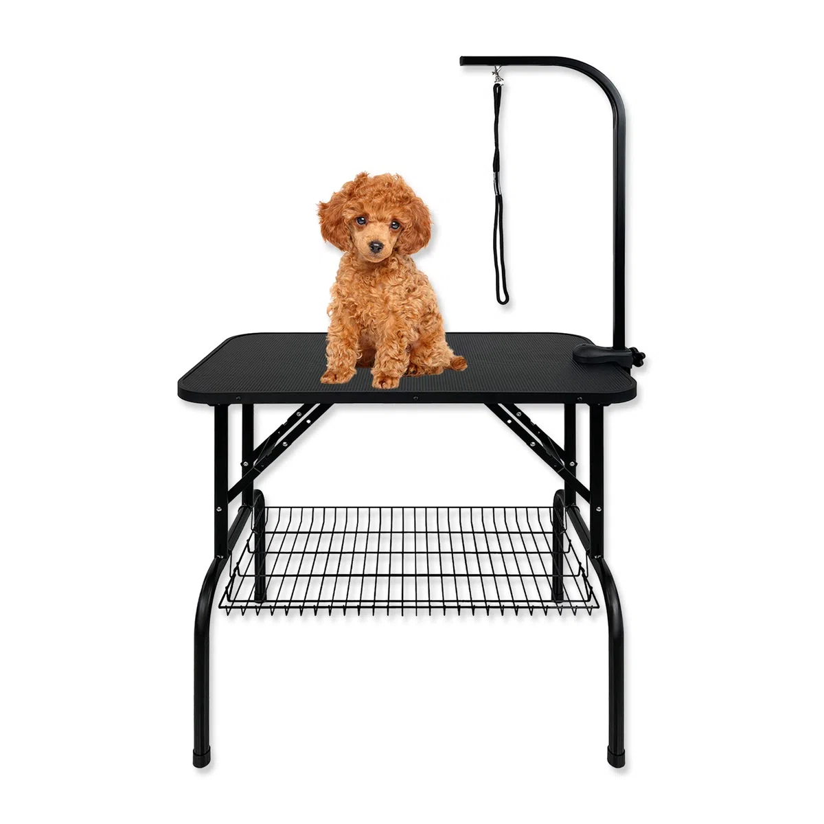 Froadp Mesa de Aseo para Perros Peluquería Mesa Canina y Felina Mesa de Aseo para Mascotas Mesas de Baño Esquila Plegable y Resistentecon Balancín y Bandolera Hasta 60KG de Carga (Pequeño)