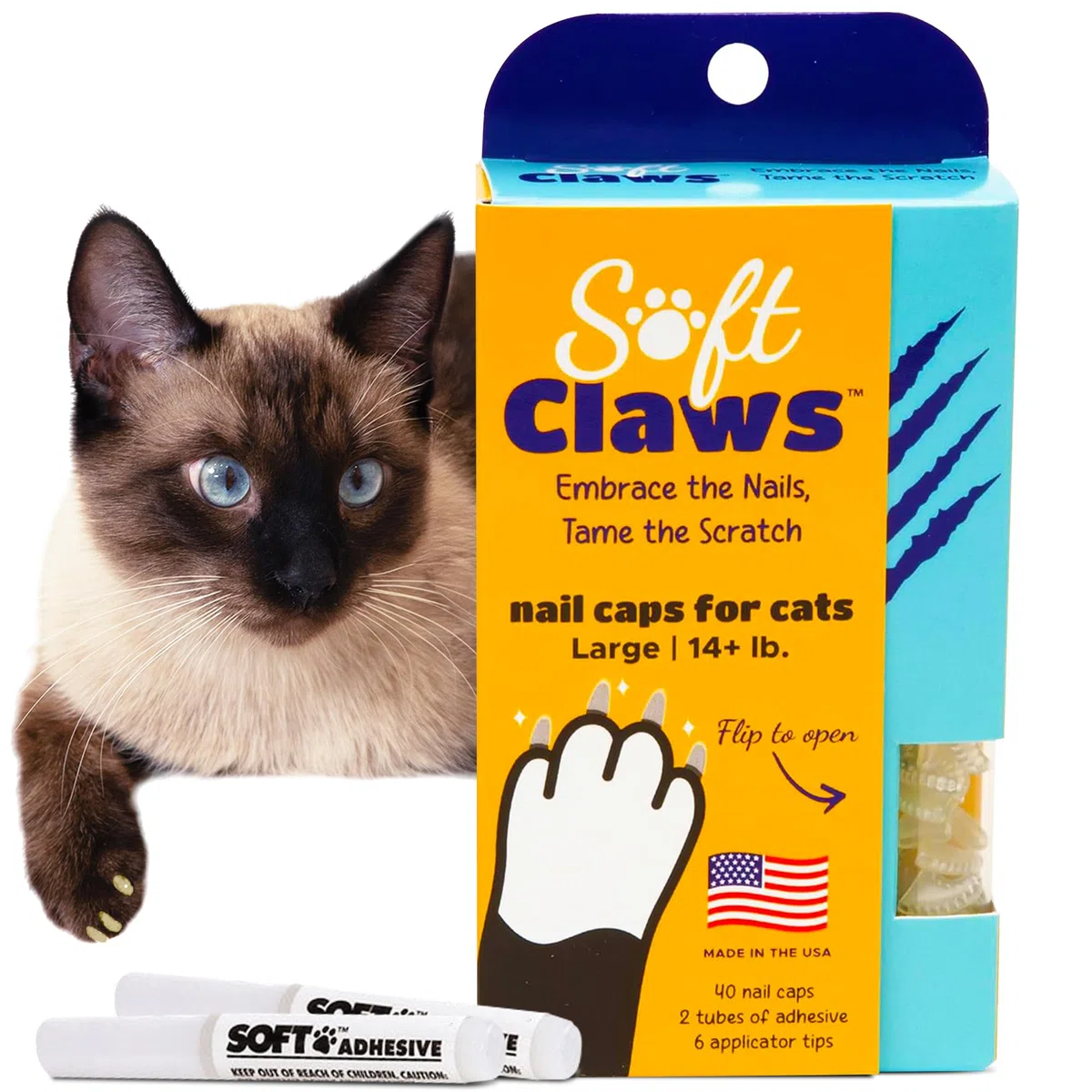 Soft Claws Inc Suave Garras Gato uñas Caps Take-Home Kit, Grande, Transparente