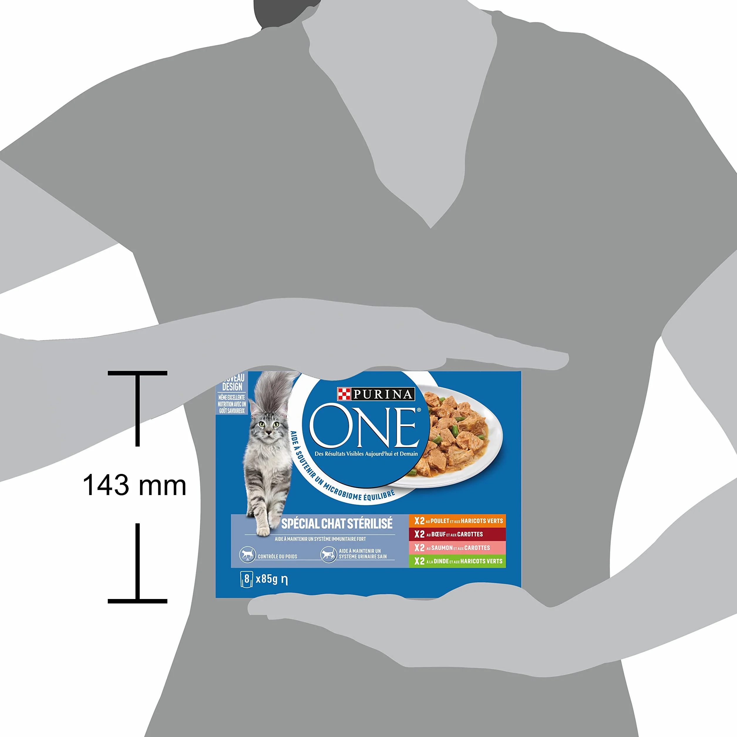 PURINA ONE Gato Esterilizado Refilado en Salsa Sabores Surtidos Pollo Carne Salmón y Pavo Bolsas Comidas para Gatos Adultos 8 x 85 g | Lote de 10
