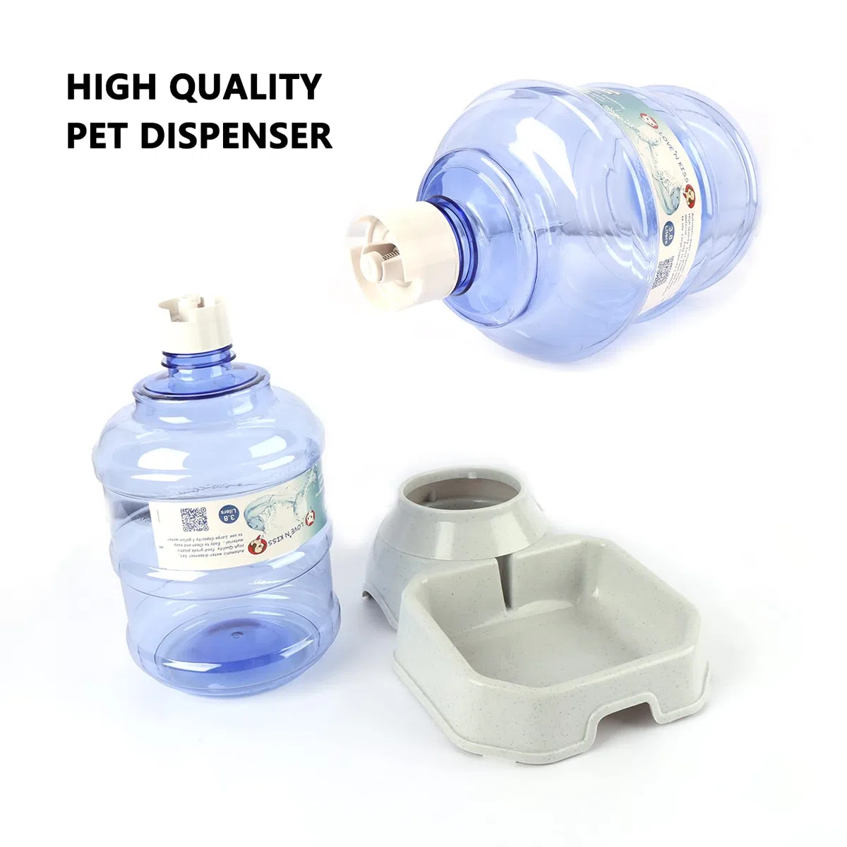 Comedero automático para perros y gatos, dispensador de agua, comedero de alimentos por gravedad y bebedero, juego con cuenco de comida para mascotas para perros medianos, cachorros, gatitos, 1 galón