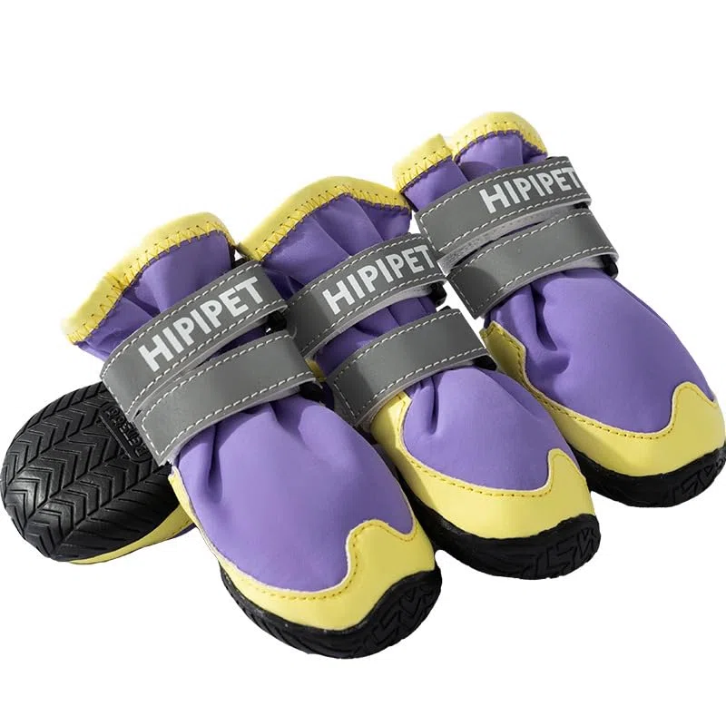 Zapatos para perros pequeños, botas de nieve y protectores de patas para invierno, impermeables bajo la lluvia, nieve para cachorros, botas para caminar al aire libre, morado