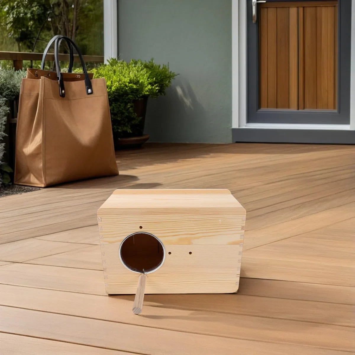 SHINEOFI Caja de Cría de Loros Nido Colgante Madera Maciza para Jardín Patio Nido de Cría para Periquitos y Cacatúas