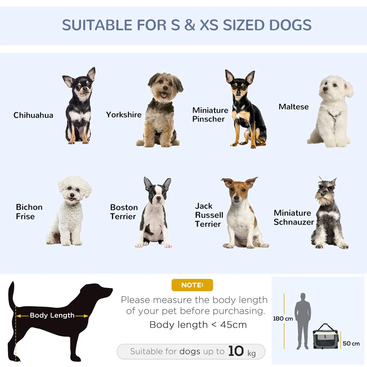 PawHut Bolsa de transporte plegable para mascotas de 70 cm, caja de viaje suave, transportador portátil para gatos con cojín, para gatos y perros pequeños, gris
